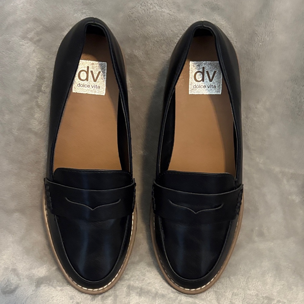 Dolce Vita Black Leather Loafers for Women - Picture 7 of 8
